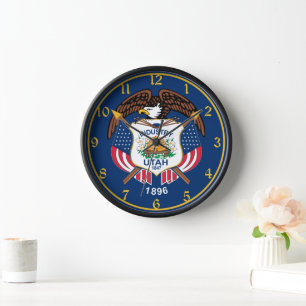 Horloge Utah : Le drapeau américain de l'État de la ruche,