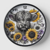 Horloge Vache Florale Highland (Recto)