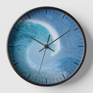 Horloge Vague Bleue Artistique