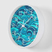 Horloge Vagues d'eau bleu turquoise Abstraite | (Angle)