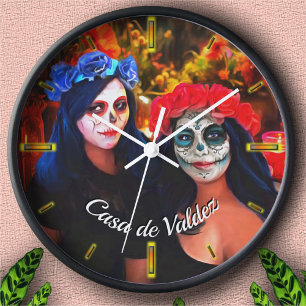 Horloge Vallarta Catrinas avec Fleurs & Bougies 1718