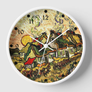 Horloge Van Gogh : Les chalets en chaume au soleil