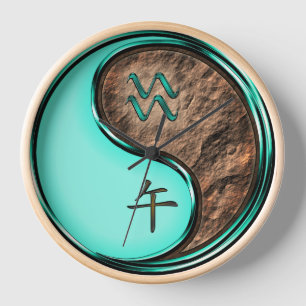 Horloge Verseau & Cheval de Terre