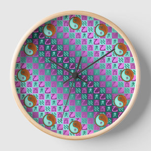 Horloge Verseau & Coq de Bois