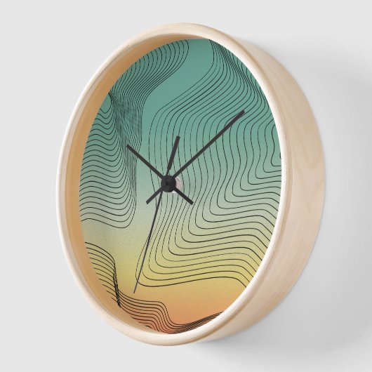 Horloge Vert Abstrait et orange (Angle)