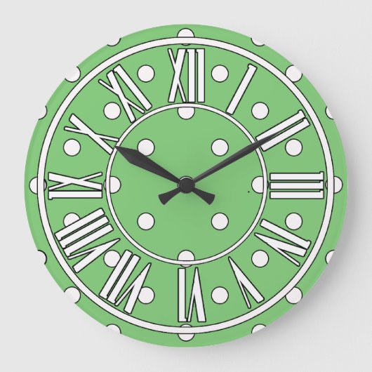 Horloge verte douce avec points blancs et détails (Recto)
