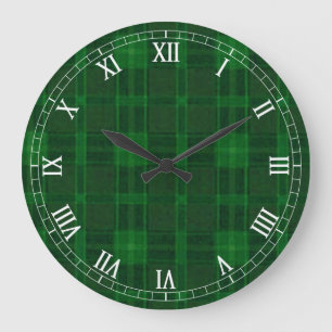 Horloge verte Plaid Rond Numéros Romains