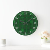 Horloge verte Plaid Rond Numéros Romains (Maison)