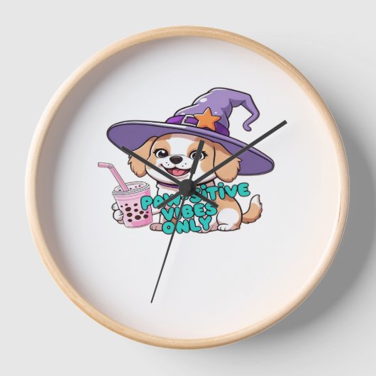 Horloge Vibes Paw seulement - Chien mignon avec thé à bull (Recto)