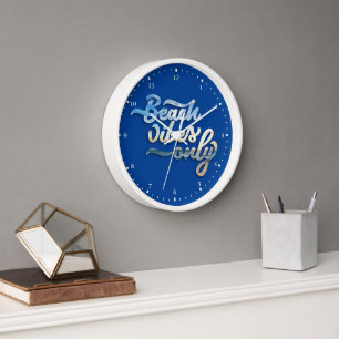 Horloge Vibes Plage Seulement Typographie Bleu