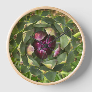 Horloge Vibrant Green and Purple Tuscan Artichoke