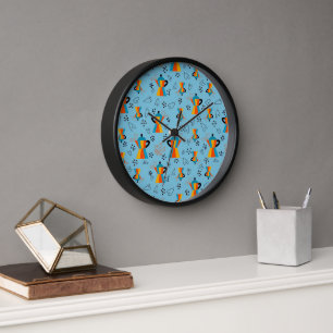 Horloge Vibrant Oranges Blues Citation des amateurs de caf