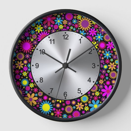 Horloge Vibrant Psychedelic Flowers in Bloom-67566 (Recto)