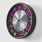 Horloge Vibrant Psychedelic Flowers in Bloom-67566 (Angle)