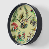 Horloge Vie forestière, aquarelle, champignons sauvages (Angle)