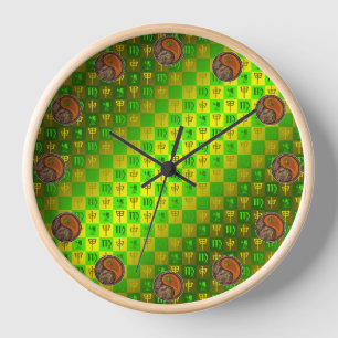 Horloge Vierge & Singe de Bois