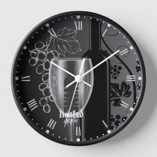 Horloge Vin en noir et blanc