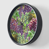 Horloge Vins grappes de raisin collage vignoble (Angle)