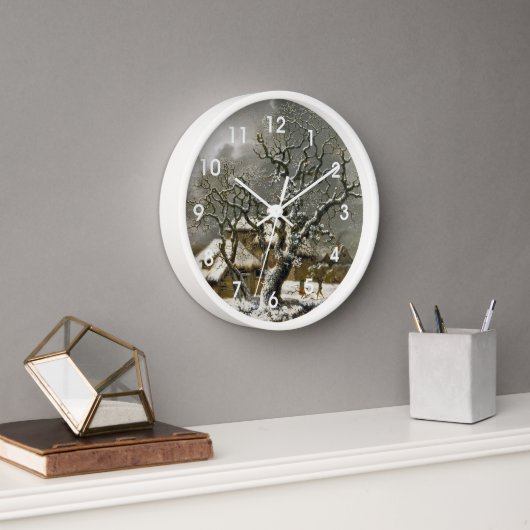 Horloge Vintage Anglais Paysage d'hiver (Bureau)
