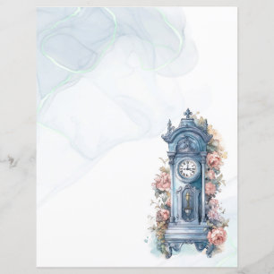Horloge vintage Avec Fleurs Papier D'Écriture