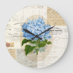 Horloge vintage Blue Hydrangea