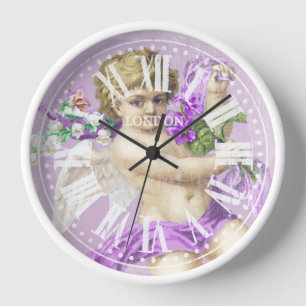 Horloge vintage Chiffres romains Cherub Purple