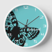 Horloge Vintage de papillon Aqua personnalisé (Recto)