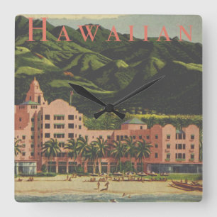Horloge vintage du mur Carré Royal Hawaii