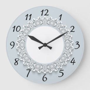 Horloge vintage en dentelle large bleu clair gris