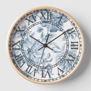 Horloge Vintage Florale Bleue