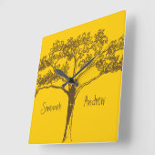 Horloge Vintage jaune moutarde personnalisée (Angle)