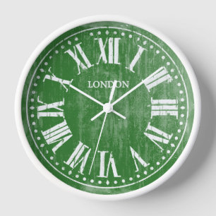 Horloge vintage Numéros romains Blanc Vert