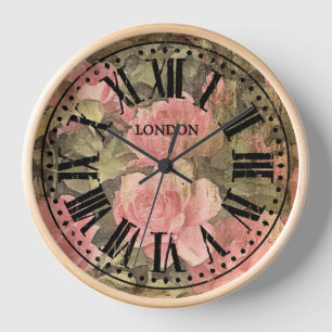 Horloge vintage Numéros romains Roses roses roses