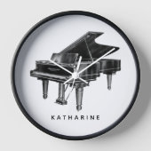 Horloge Vintage Piano Minimaliste Nom Blanc (Recto)