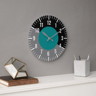 Horloge vintage sarcelle, noire et grise avec chif
