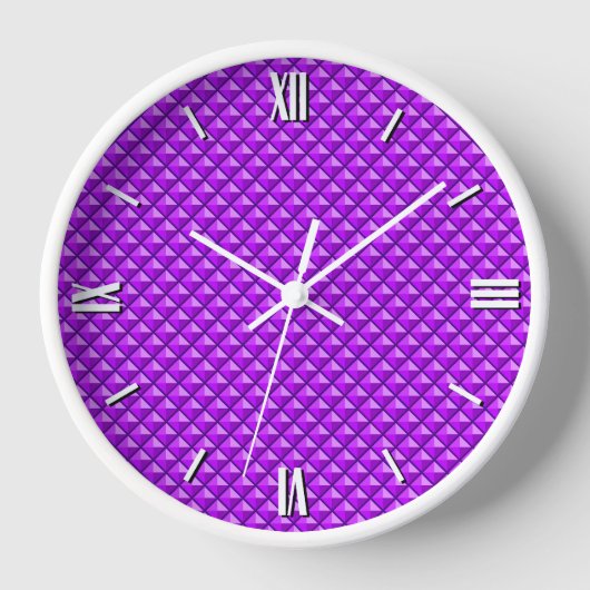 Horloge Violet d'amythyste, look émail, grille cloutée (Recto)