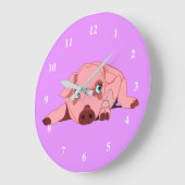 Horloge violette de porc rose - personnalisable (Angle)