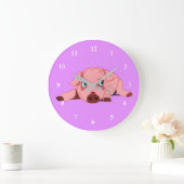 Horloge violette de porc rose - personnalisable (Maison)