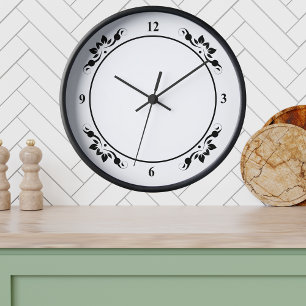 Horloge Visage noir blanc décoratif Ajouter photo Bois noi