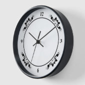 Horloge Visage noir blanc décoratif Ajouter photo Bois noi (Angle)