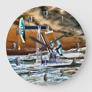 Horloge vive de Pumpjack de couleur (avec des