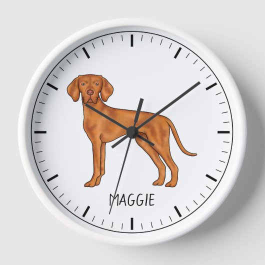 Horloge Vizsla Hongroise Cute Pointer Chien Avec Nom Perso (Recto)