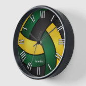 Horloge Volleyball | Vert foncé, Noir et Or (Angle)