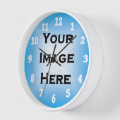 Horloge Votre image Grand Modèle de chiffres blancs (Angle)