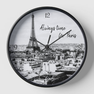 Horloge Voyage à thème, Paris en noir et blanc
