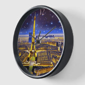 Horloge Vue aérienne d'Imaginaire de Paris sous les étoile (Angle)