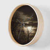 Horloge Wall Clock, 10" Round Natural Wood Frame  (Angle)