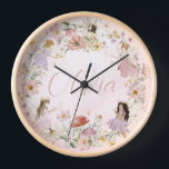 Horloge Whimsical Cute Fairy Fleur sauvage Garden Meadow<br><div class="desc">Personnalisé ce fleur sauvage fantaisie fées rond jour de mur horloge facilement et rapidement. Cliquez simplement sur le bouton Modifier à l'aide des outils de conception pour modifier le texte, modifier les couleurs de police et de police. Doté de fées aquarellées dessinées à la main dans un pré fleur sauvage...</div>