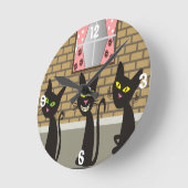 Horloge Whimsical des chats noirs (Angle)