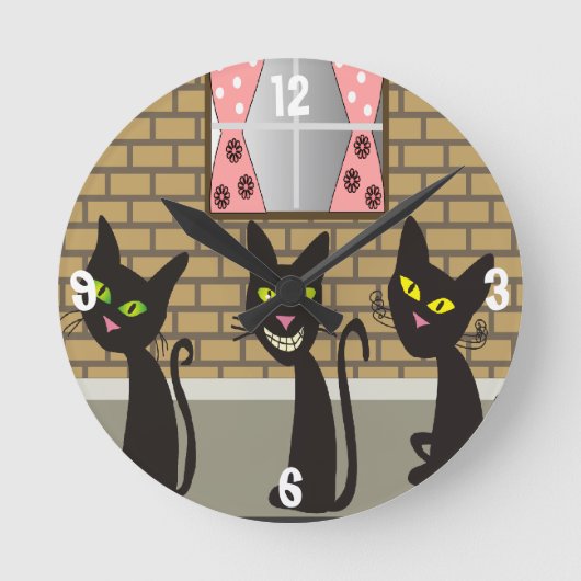 Horloge Whimsical des chats noirs (Recto)